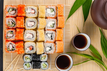 set of different sushi on the table.Top view