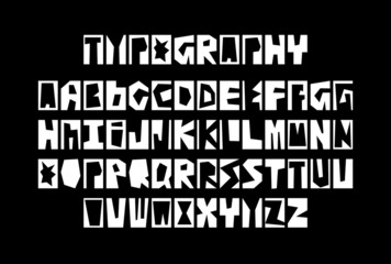 Tough and hard masculine latin alphabet, extra bold decorative hardware font with inversion art effect, uppercase and lowercase letters for music albums covers, apparel prints and festival identity