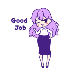 Cute vector illustration. Kawaii Anime girl. working people