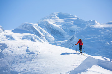Naklejka na ściany i meble Ski Touring in Alps, Chamonix.