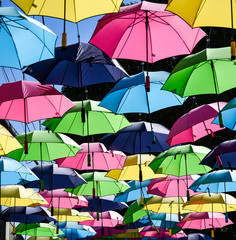 Fototapeta na wymiar umbrellas on background of sky