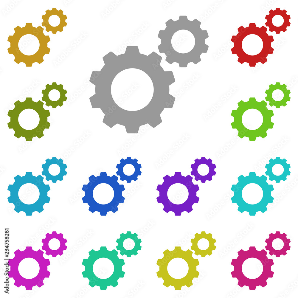 Poster gear, tuning icon in multi color. simple glyph vector of web set for ui and ux, website or mobile ap