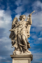 Angel with the lance on the Ponte Sant'Angelo over the Tiber, at the Mausoleum of Roman Emperor...