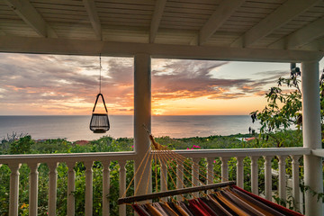 Sunset over the ocean Views around the Caribbean isalnd of Curacao