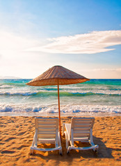 chairs and umbrella on the beach