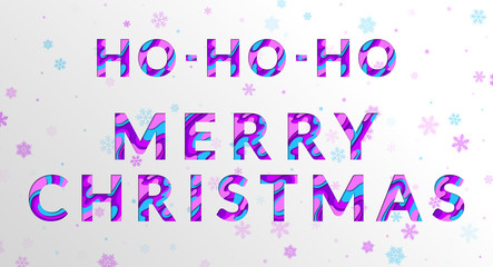 Merry Christmas card with fluid paper cut letters