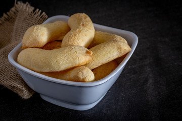 Brazilian homemade cheese bread, AKA 'chipa' in a bowl.