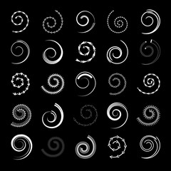Spiral design elements set.