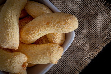 Brazilian homemade cheese bread, AKA 'chipa' in a bowl.