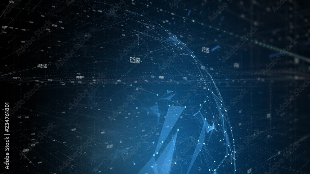 Aufkleber network data globe with numbers, view from space and flare of light.