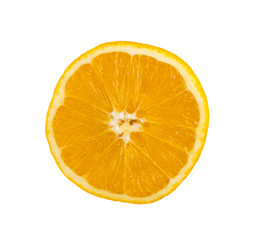 Round slice of sweet orange isolated with clipping path