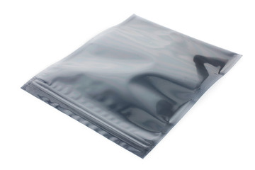 ESD bag on white, an antistatic plastic bag is used for electronic devices professional packing
