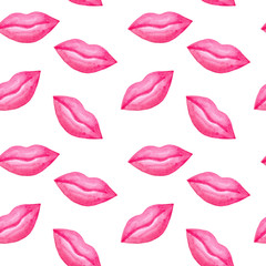 seamless watercolor pattern for Valentine's day with lips. ideal for packaging paper, fabric, backgrounds, Wallpaper