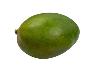 Whole green mango isolated on white background