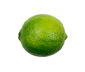 Sour key one whole lime isolated on white background