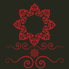 Ethnic frame with floral motives. Mandala stylized cover print template for invitation. Boho crazy design.