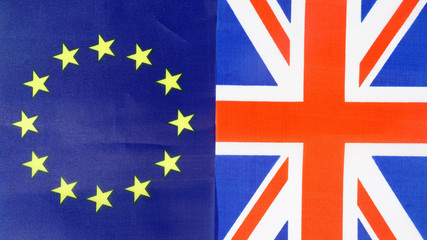 Brexit UK and European flag together