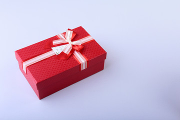 Gift boxes with bow on wood background. Christmas Decoration