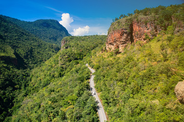 Driving Forest Roads. Beautiful Road for passsing to royalprojectthailand khunphae Mountain, ChiangMai, Thailand.