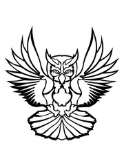 tattoo kontur eule uhu fliegen vogel cool design federn raubvogel nacht schön clipart logo