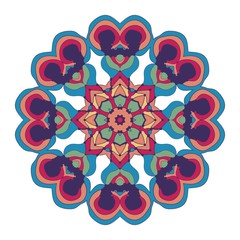 Naive art childish mandala in bright colors
