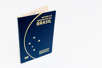 Document, Brazilian passport. White background