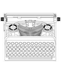 3d model of typewriter on a white