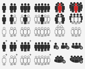 People crowd silhouette Icons, Business Team, User network