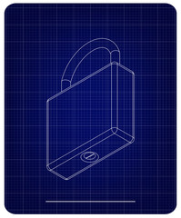 3d model of the padlock on a blue