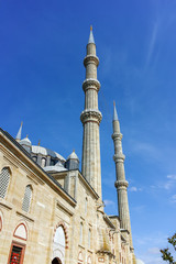 Fototapeta na wymiar Outside view of Selimiye Mosque Built between 1569 and 1575 in city of Edirne, East Thrace, Turkey