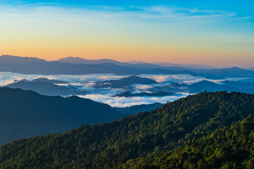 landscape  of  Mountain with Mist in  Nan province Thailand