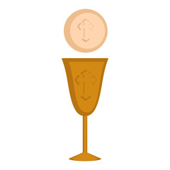 Communion cup and host. Vector illustration design