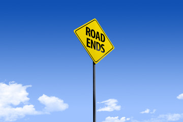 3D Illustration of a road sign_road ends_angle1