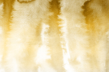 Gold luxury ink and watercolor textures on white paper background. Paint leaks and ombre effects. Hand painted abstract image.