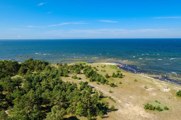 Fototapeta na wymiar panoramic sea beach view in summer