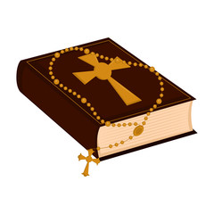 Isolated holy bible icon with rosary beads. Vector illustration design