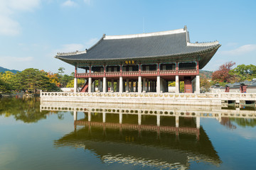 Gyeongbokgung Palace in Autumn in Seoul, South Korea.