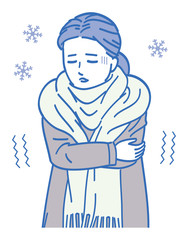 A cold and trembling woman Upper body - 234787662