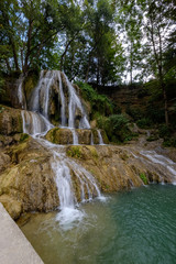 fresh clean waterfall in summer