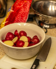 Preparing potatoes for a meal