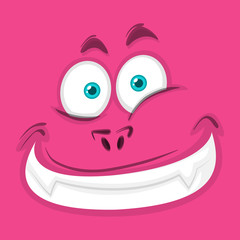 Happy pink monster face