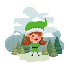 elf woman moving with christmas trees avatar character