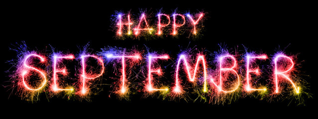 Obraz premium Happy Month from colorful sparkler on black background