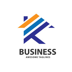 creative letter k with house strips color logo vector concept, real estate letter k logo  vector