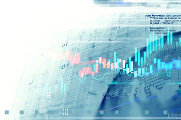 stock market investment graph with indicator and volume data.