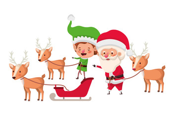 santa claus with elf in sleigh avatar character