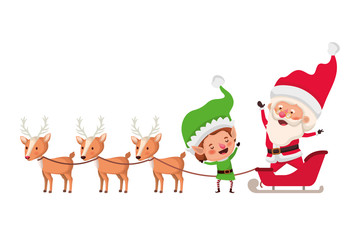 santa claus with elf in sleigh avatar character
