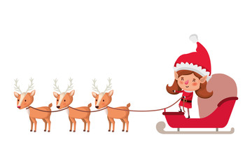 elf woman with sleigh and reindeer sleigh avatar chatacter