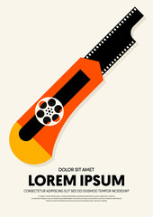 Movie and film poster design template background modern vintage retro style