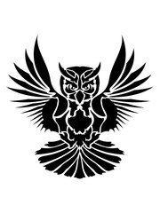eule tattoo uhu fliegen vogel cool design federn raubvogel nacht schön clipart logo